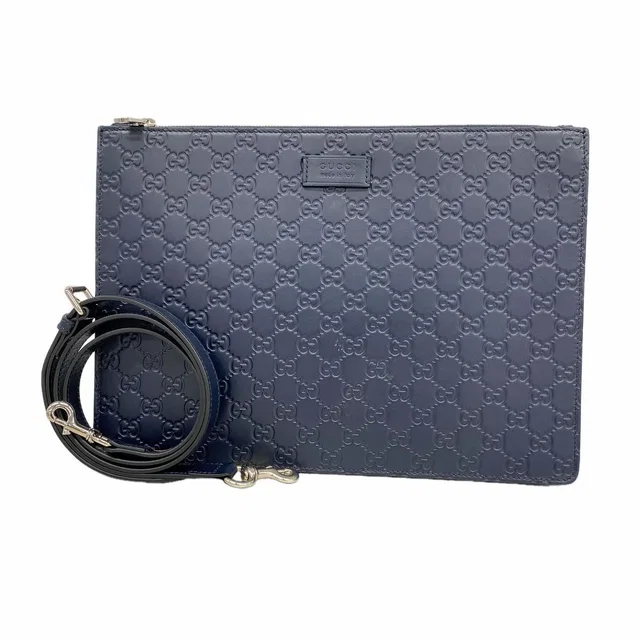 Gucci Shoulder Bag Guccissima Leather Navy Silver in Navy Leather from The Reluxe