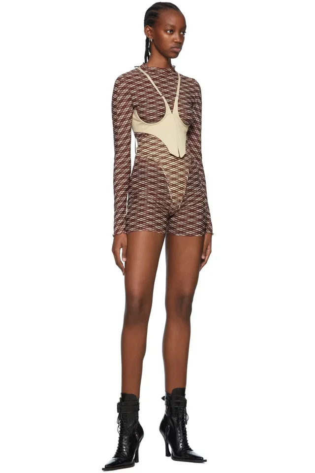 KNWLS Brown Scythe Shorts, photo 4 of 4 from SSENSE