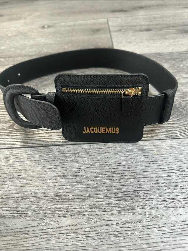 Jacquemus Black Leather Belt Bag With Gold Zip And Logo in black|gold Leather from Poshmark