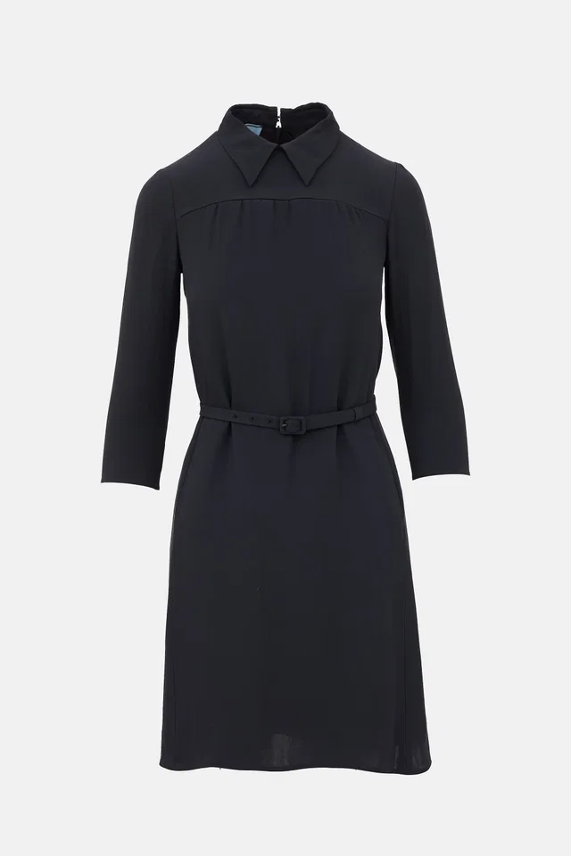 Prada 2016 Belted Mini Dress in Silk from VSP Consignment