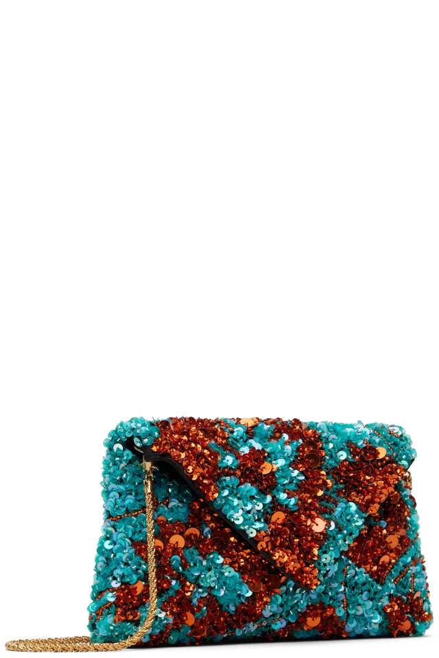 Dries Van Noten Blue & Orange Silk Clutch, photo 2 of 4 from SSENSE