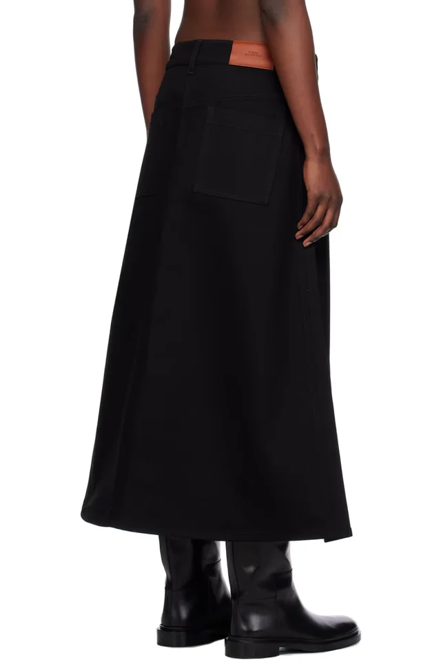 Studio Nicholson Black A-Line Denim Maxi Skirt, photo 3 of 4 from SSENSE