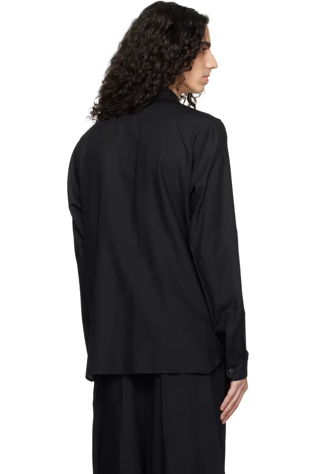 Rick Owens Black Temple Work Shirt, photo 3 of 4 from SSENSE