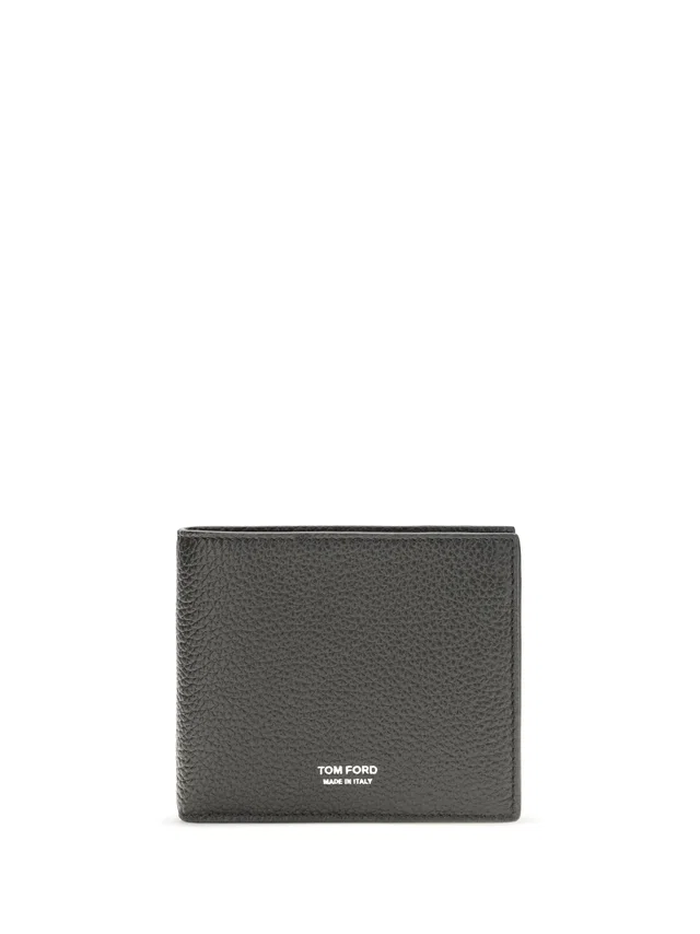 Tom Ford T Line Bifold Wallet — Black Calf Leather Bos Taurus in Black Calfskin from HEWI