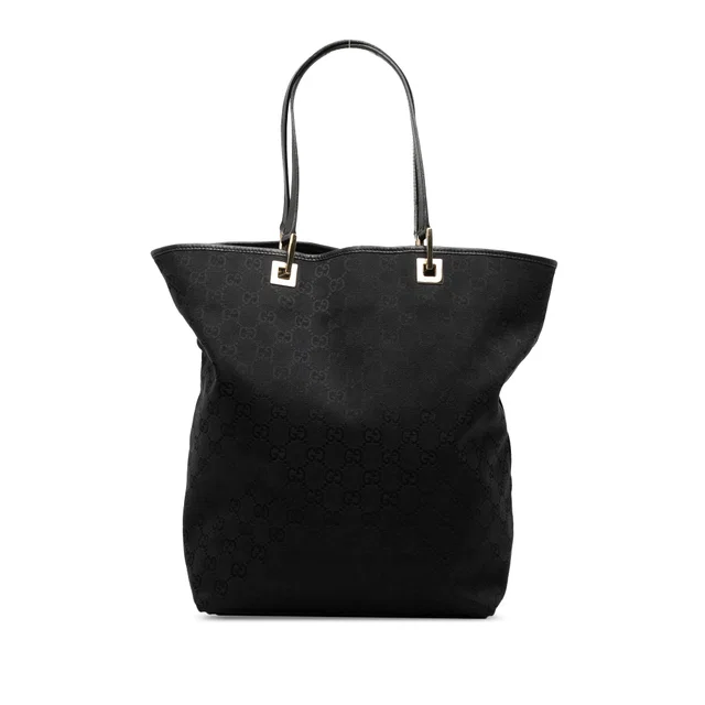 Black Gucci GG Canvas Tote in Black Canvas from Designer Revival