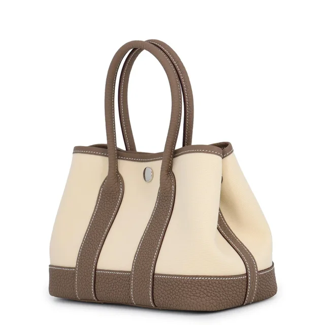 Hermès Neo Garden Vanilla/Etoupe Toile Officier Negonda Leather Size 23 in Taupe Leather from GALLERY RARE, photo 2 of 7
