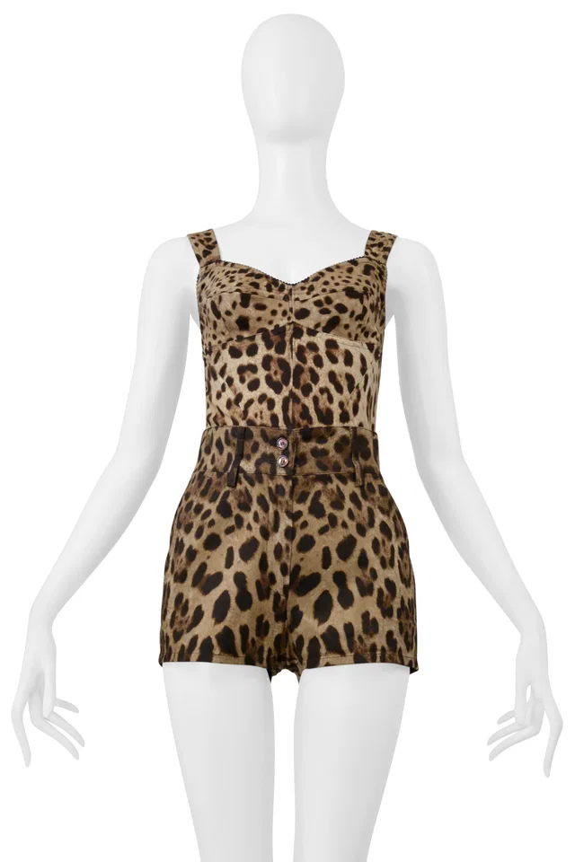 Dolce & Gabbana Leopard Print Bustier And Shorts Ensemble from Resurrection Vintage