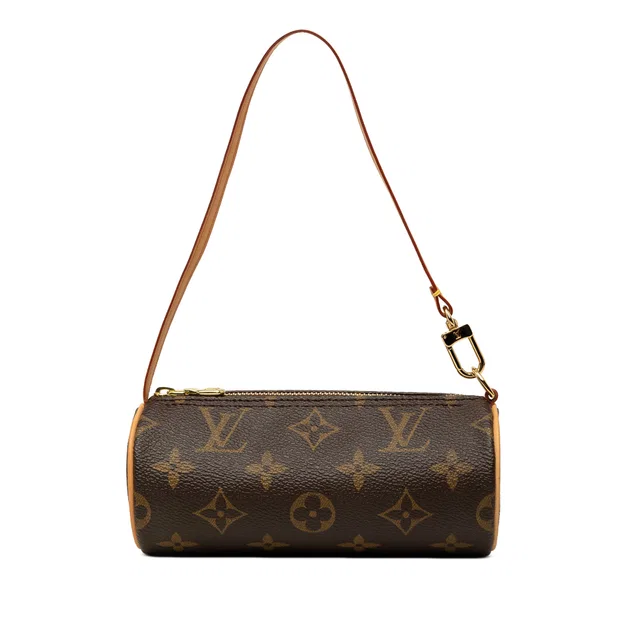 Brown Louis Vuitton Monogram Papillon Pochette Handbag in Brown Coated canvas from Designer Revival