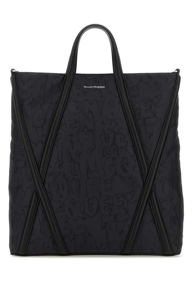 Alexander McQueen Quilted Nylon Harness Tote Bag — Black in Black Nylon from HEWI