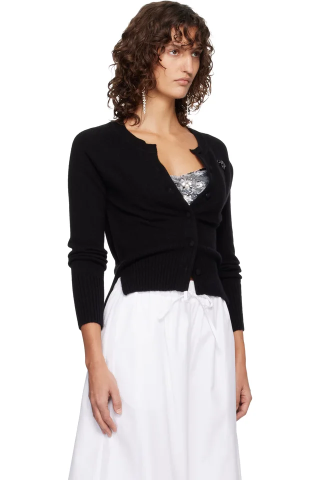 Simone Rocha Black Embellished Relaxed Cashmere Cardigan, photo 2 of 5 from SSENSE
