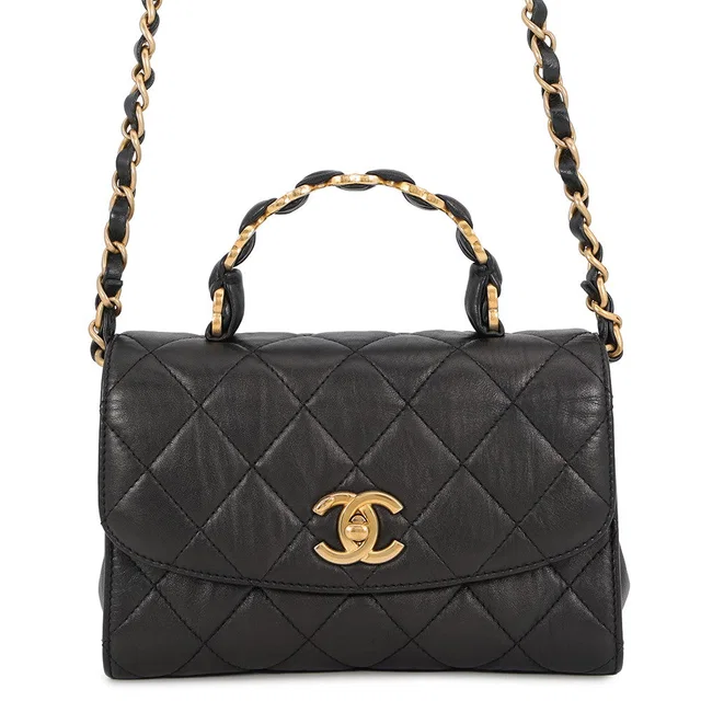 Chanel Matelasse Top Handle 2wayBag BlackAS2478-B05514-94305 Crumple Lambskin in Lambskin from GALLERY RARE