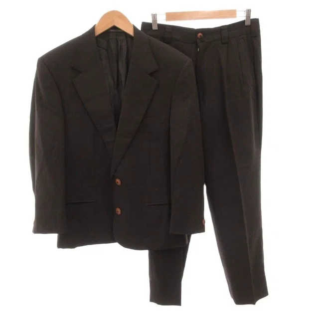 Versace Suit Set Business Jacket Pants Wool Lining Medusa Pattern 46 Brown in Brown Wool from The Reluxe
