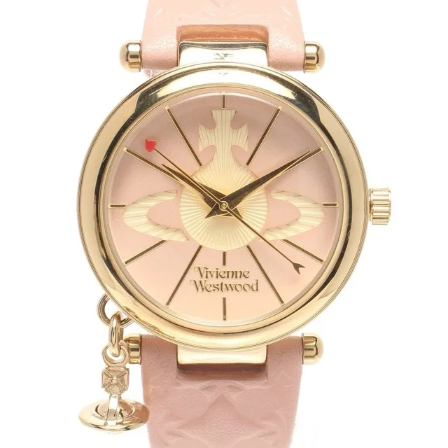 Vivienne Westwood Women's Watch With Box Gold Orb Quartz, Pink Leather Strap in pink|gold Leather from Poshmark