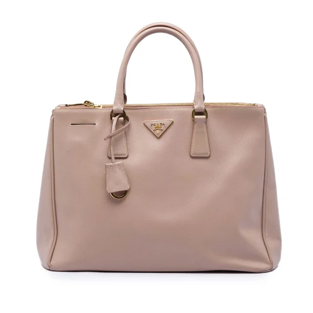 Brown Prada Medium Saffiano Lux Galleria Double Zip Tote in Brown Saffiano leather from Designer Revival