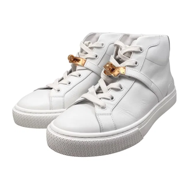 Hermès Sneakers Daydream Calf Leather Kelly Buckle White Pink Gold 37.5 in White Calfskin from The Reluxe