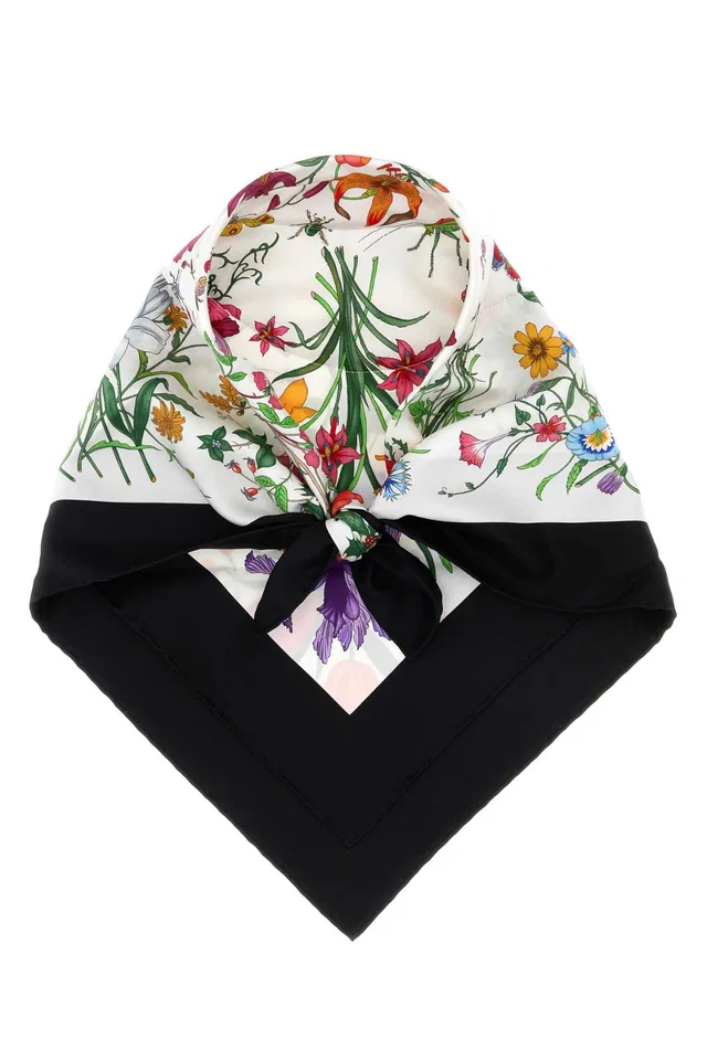 Gucci Miss Flora Scarf — White Exterior: Silk Scarfs in White Silk from HEWI