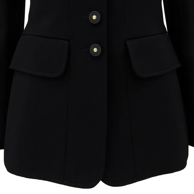 Chanel 1997 Logo Button Jacket #36 Black in Black Wool from VINTAGE QOO TOKYO, photo 2 of 2