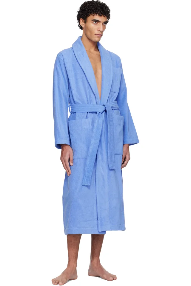 Tekla Blue Terry Classic Bathrobe, photo 4 of 4 from SSENSE