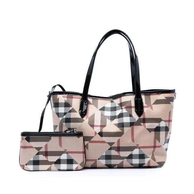 Beige Burberry House Check Coated Canvas Satchel in Beige Coated canvas from Designer Revival, photo 7 of 7