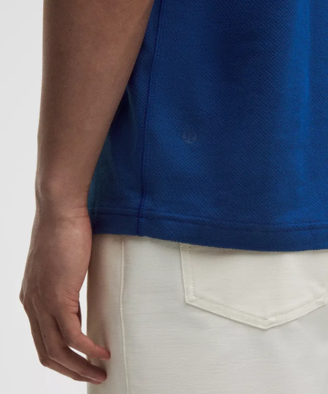 lululemon Mesh-Knit Jersey Short-Sleeve Polo Shirt in Clubhouse Blue, photo 5 of 6 from lululemon
