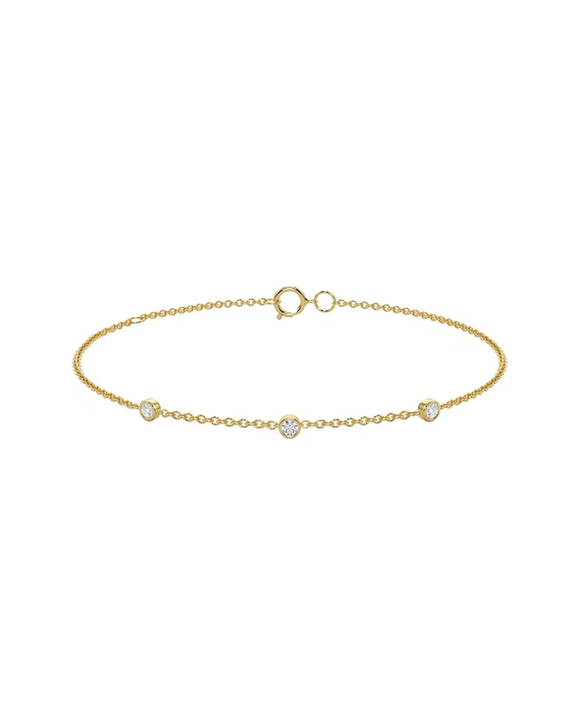 MaxColor 10K 0.17 ct. tw. Lab-Grown Diamond 3 Station Bracelet, image 1 of 1 from Gilt