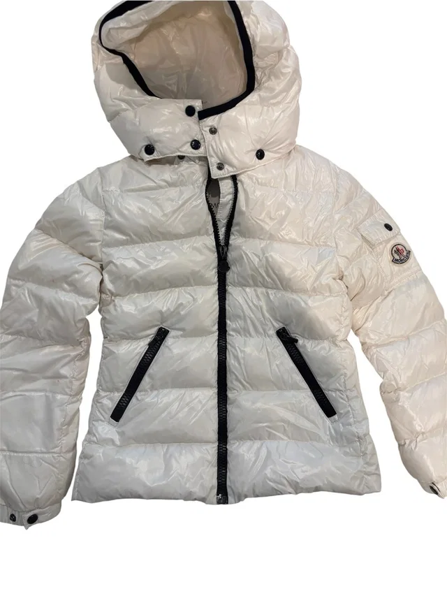 Moncler Women's Cream Quilted Puffer Jacket With Black Trim in white from Poshmark
