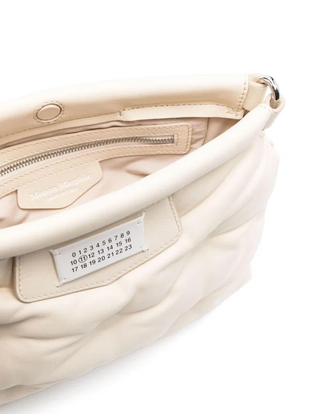 Maison Margiela Quilted Lambskin Shoulder Bag — White Lambskin; Lining: Nylon in White Lambskin from HEWI