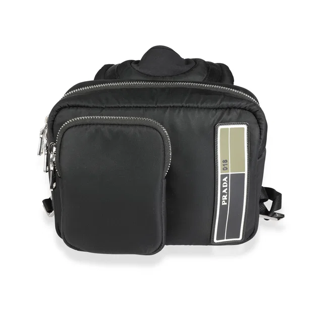 Prada Black Tessuto Pocket Nylon Technical Backpack Fabric Handbag in Black Nylon from HEWI
