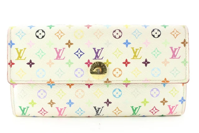 Louis Vuitton White Monogram Multicolor Sarah Flap Wallet Pink in White from Bagriculture