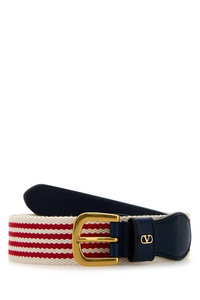 Valentino Garavani Striped Fabric Belt — Multicolor in Multicolor Woven leather from HEWI
