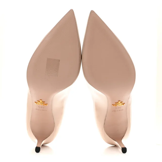 Prada Saffiano Patent Pumps 38.5 Cipria in Saffiano leather from FASHIONPHILE, photo 6 of 9