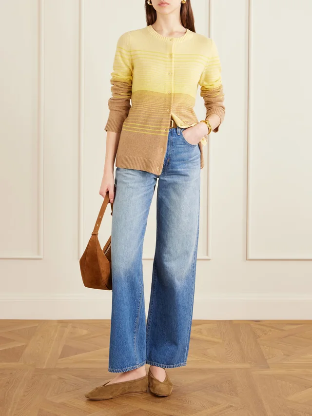 THE ELDER STATESMAN Ruth gradient cashmer-knitted cardigan in Beige, photo 2 of 2 from NET-A-PORTER (Canada)