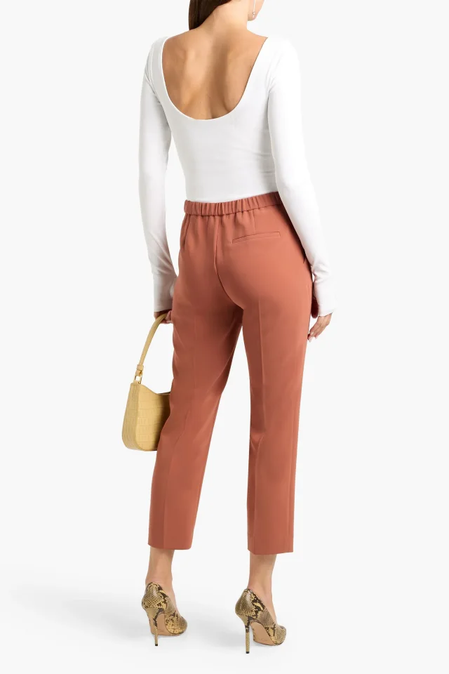 Theory Treeca Cropped Crepe Straight-Leg Pants in Tan, photo 3 of 4 from THE OUTNET