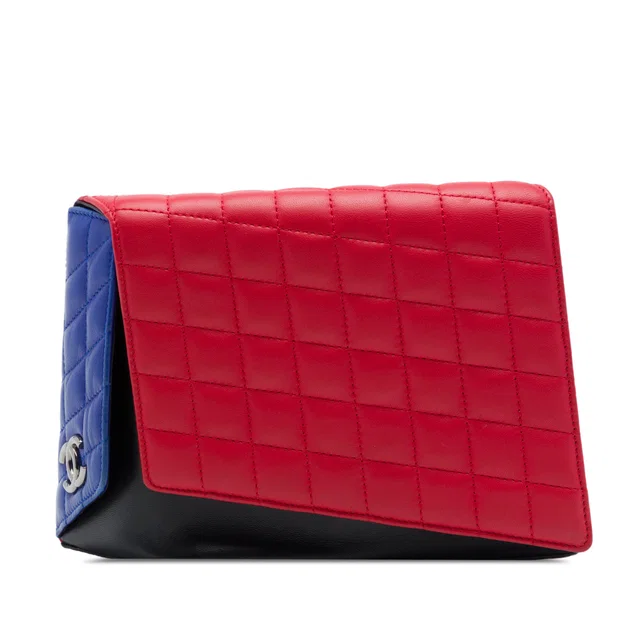 Red Chanel Quilted Lambskin Fresh Air Clutch in Red Lambskin from Designer Revival