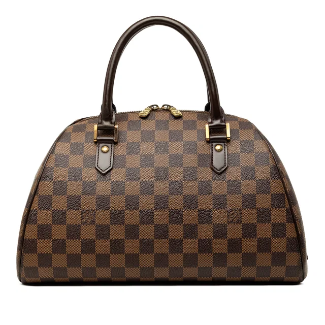 Brown Louis Vuitton Damier Ebene Ribera MM Handbag in Brown Canvas from Designer Revival