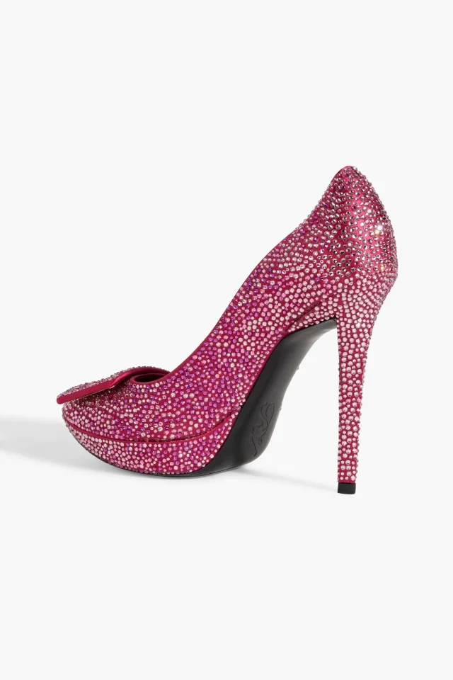 Roger Vivier Crystal-Embellished Satin Pumps in Fuchsia, photo 3 of 4 from THE OUTNET