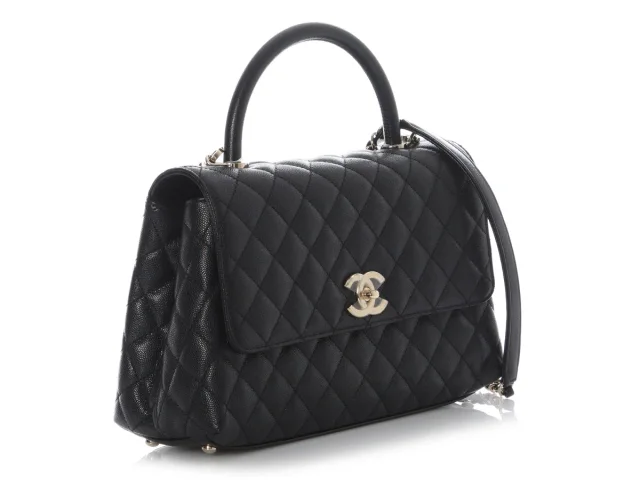 Chanel Small Black Quilted Caviar Coco Handle in Black Caviar leather from Ann's Fabulous Finds, photo 6 of 10