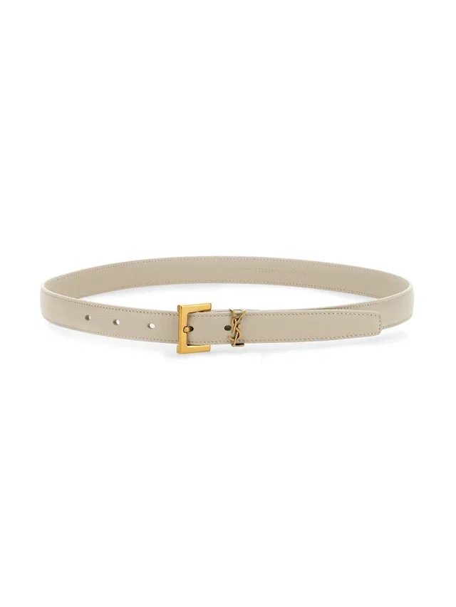 Saint Laurent Cassandre Belt — Beige Calfskin in Beige Calfskin from HEWI