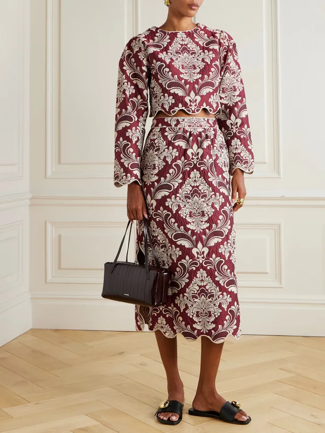 FARM RIO Cropped cotton-blend jacquard top in Red, photo 2 of 2 from NET-A-PORTER (Canada)