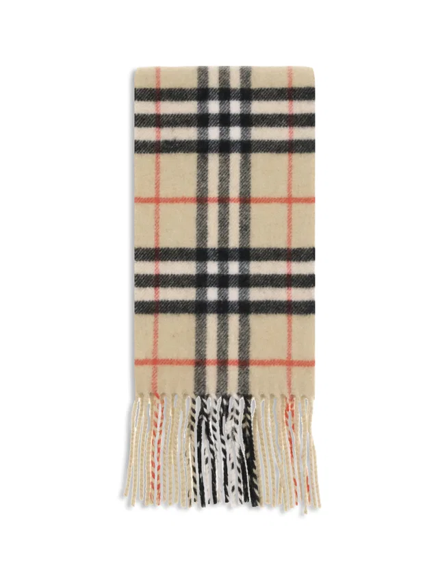 Burberry Cashmere Check Scarf — Beige Kashmir/capra Hircus Scarfs in Beige Cashmere from HEWI