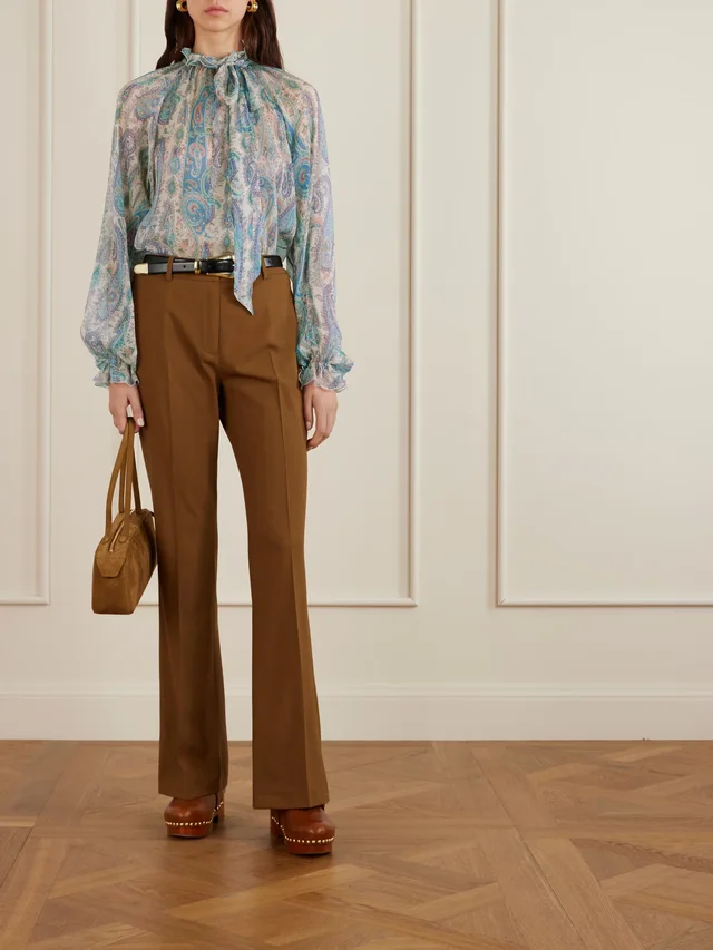 ETRO Wool-blend flared pants in Brown, photo 2 of 2 from NET-A-PORTER (Canada)