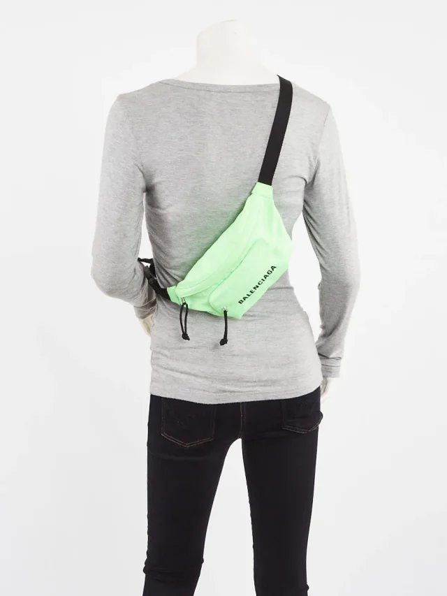 Balenciaga Verde Fluo Recycled Nylon Logo Embroidered Wheel Belt Bag in Nylon from Yoogis, photo 3 of 13