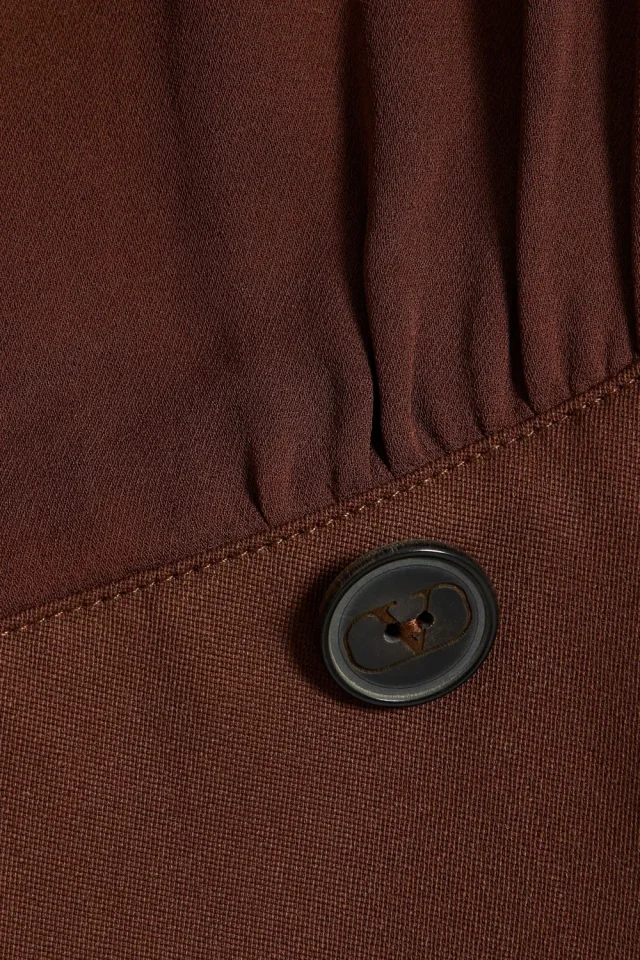 Valentino Garavani Double-Breasted Silk-Twill and Wool-Blend Blazer in Brown, photo 8 of 8 from THE OUTNET