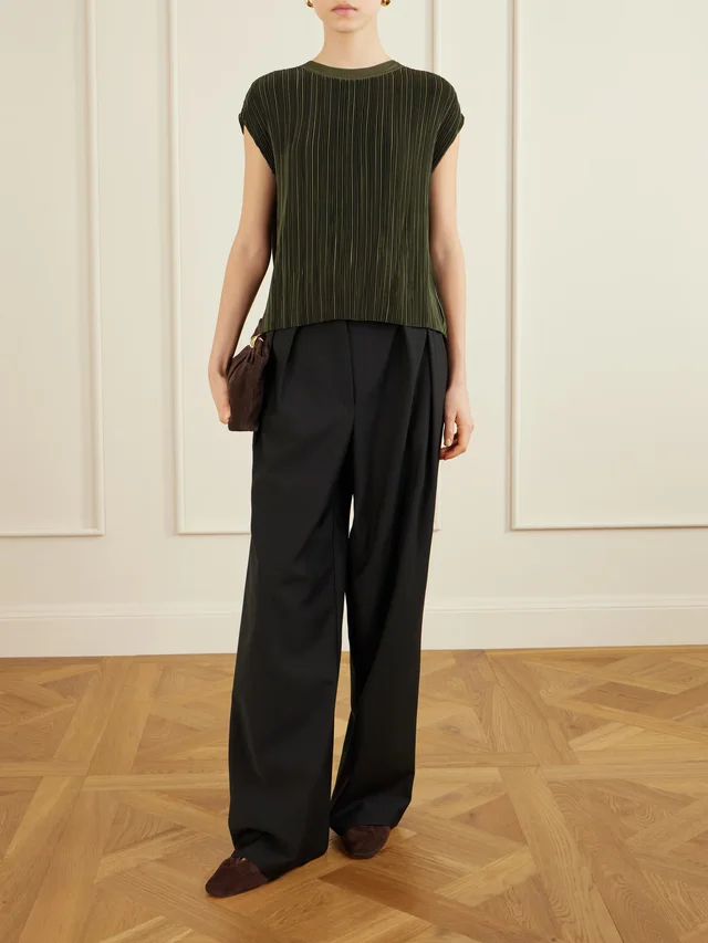 JOSEPH Cedre plissé satin blouse in Green, photo 2 of 2 from NET-A-PORTER (Canada)
