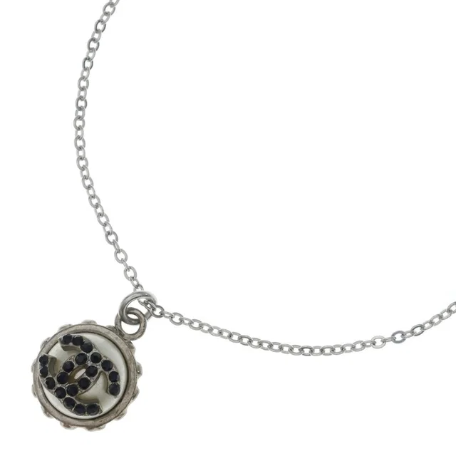 Chanel CC Logo Necklace Silver Metal in Silver from The Reluxe