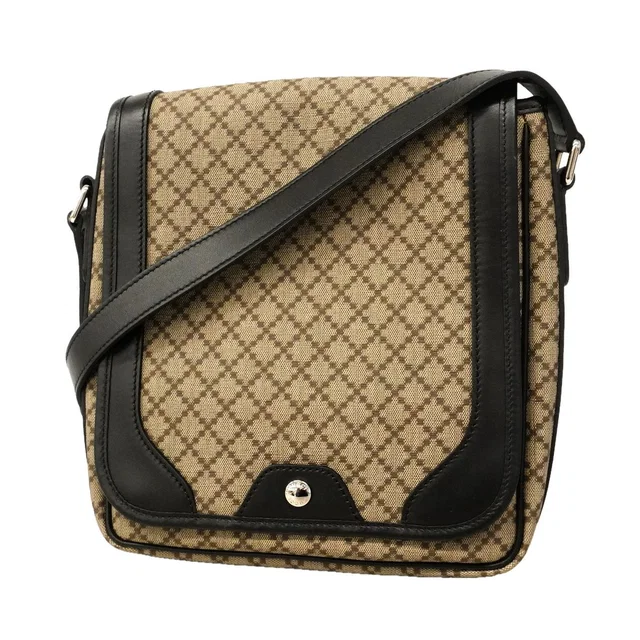 Gucci Shoulder Bag Diamante Beige Black Silver in Black from The Reluxe