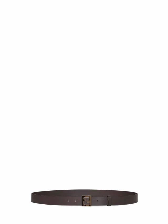 Fendi Ff Logo Plaque Belt — Brown Calf Leather in Brown Calfskin from HEWI