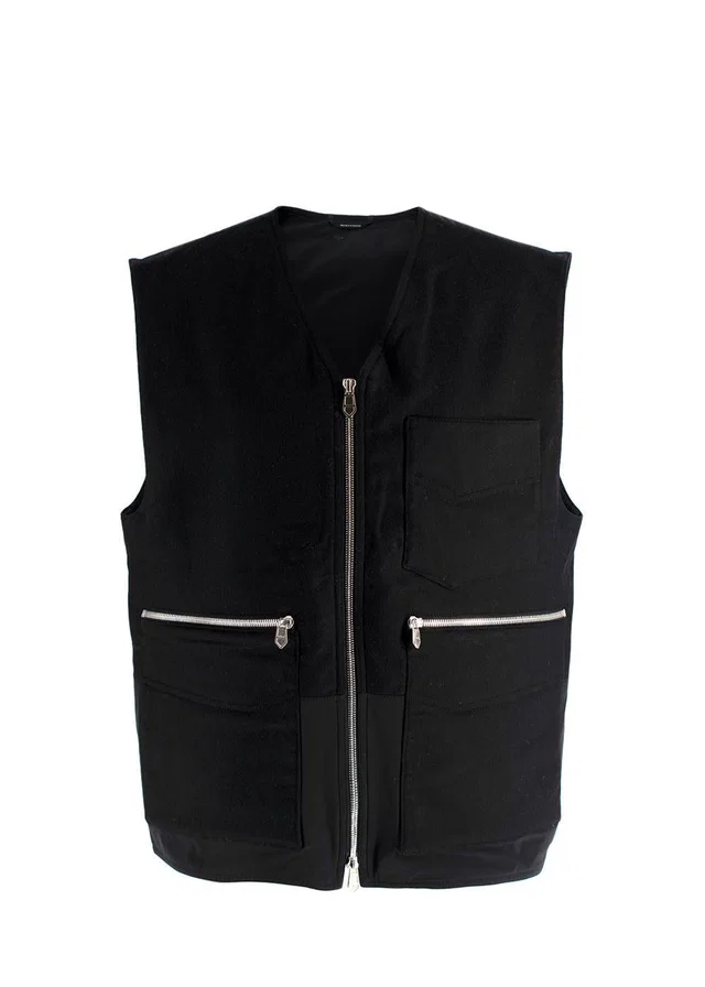 Hermès Black Zip Up Cashmere Gilet in Black Cashmere from HEWI