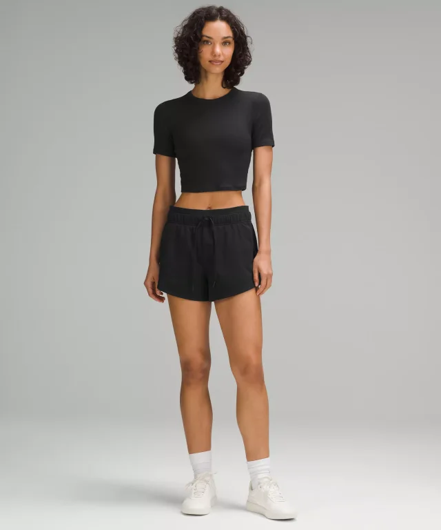 lululemon Hold Tight Straight-Hem Cropped T-Shirt in Black, photo 2 of 6 from lululemon