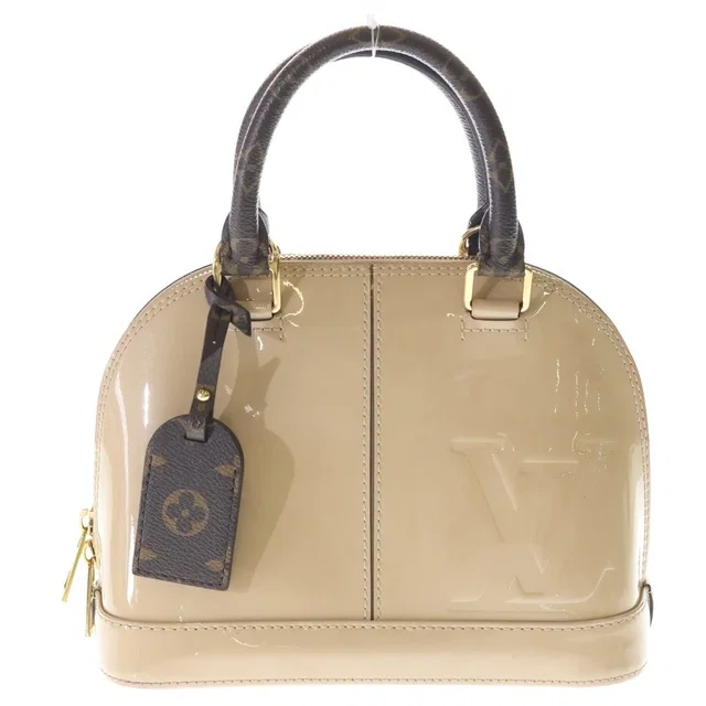 Louis Vuitton Alma Shoulder Bag Beige Brown Leather Patent Gold in Brown Patent leather from The Reluxe